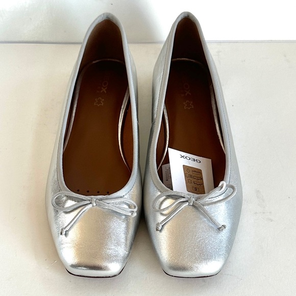 GEOX RESPIRA MARSILEA LEATHER METALLIC SILVER BALLET FLAT NEW!Sz9-9.5/40 - Picture 6 of 12